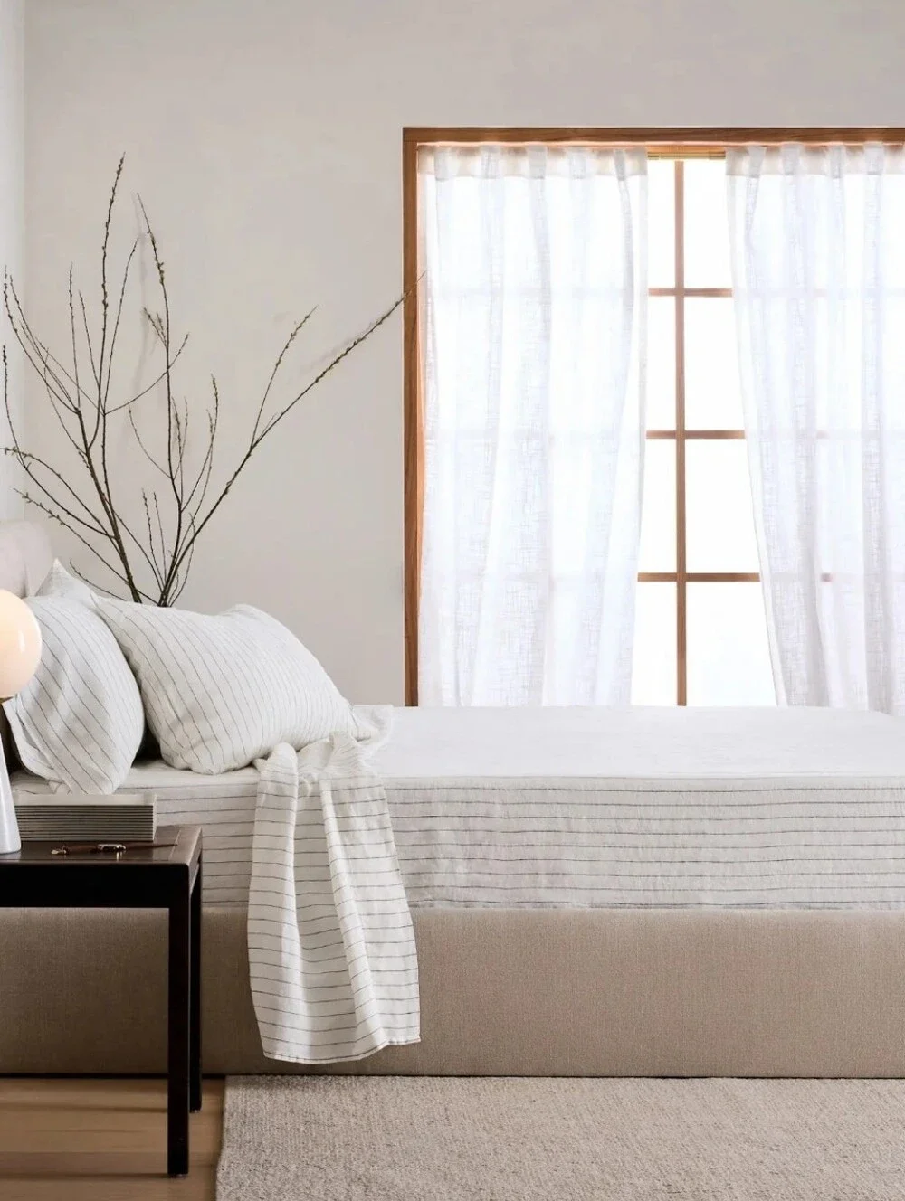 Quince 100% Linen Pencil Stripe Sheet Set & 2 Pillowcases! Queen (923)